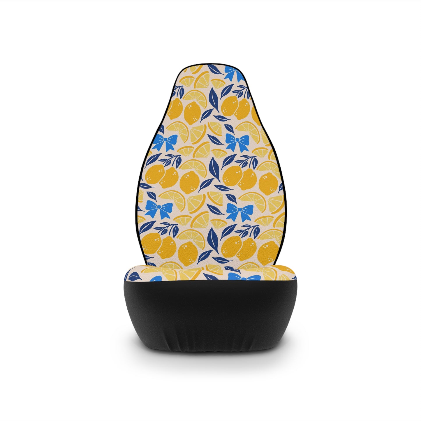 Lemon Car Seat Covers | Blue & Yellow Citrus Auto Decor | Mediterranean Boho Seat Covers | Polyamory & ENM Friendly