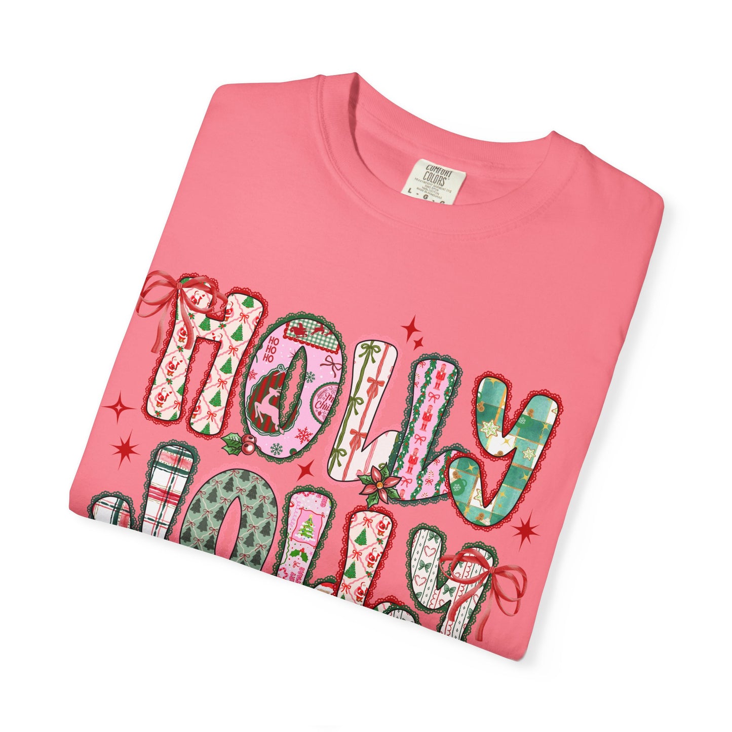 Holly Jolly Holiday Coquette T-Shirt, Unisex Festive Tee, Christmas Shirt, Cute Gift for Her, Holiday Party Wear