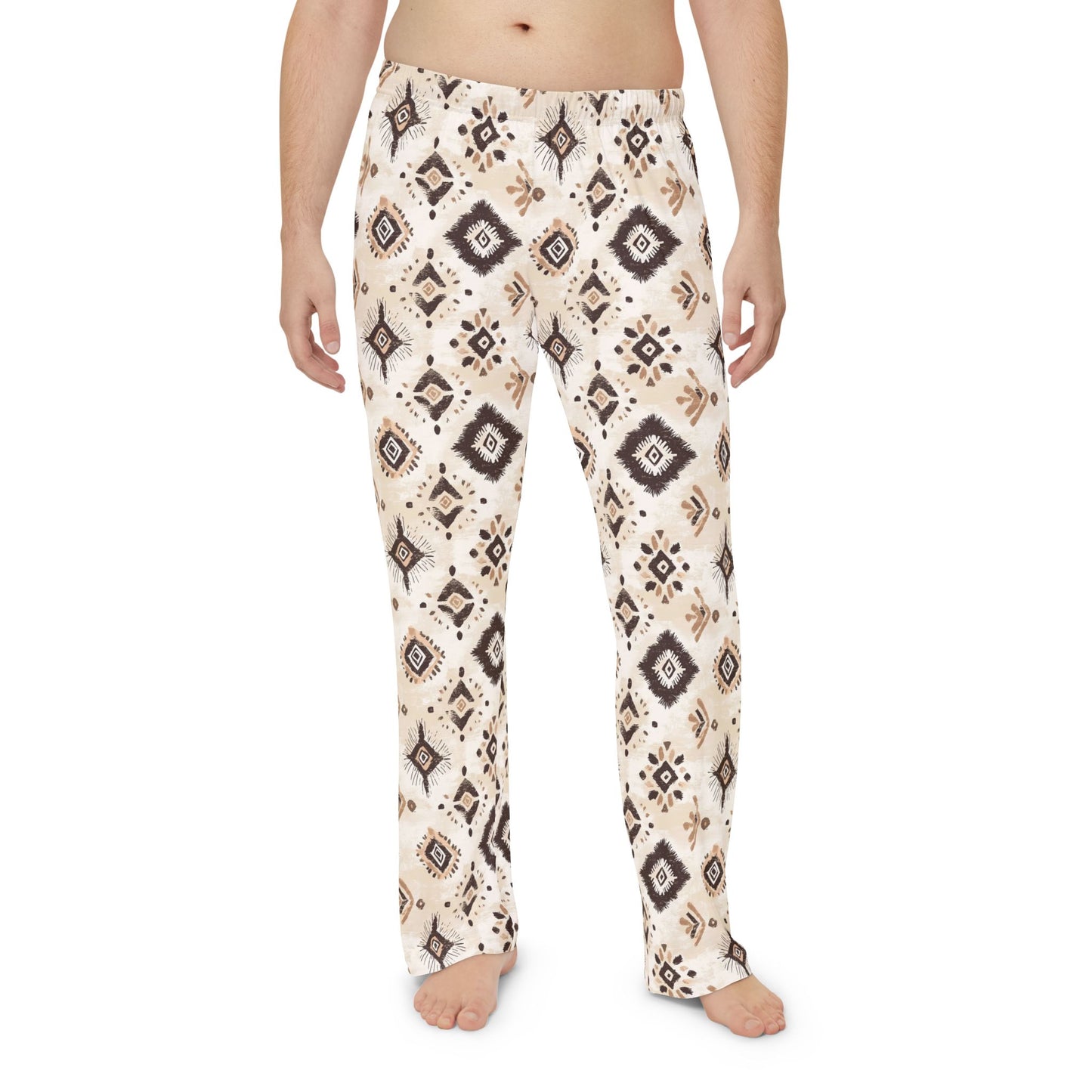 Men’s Neutral Boho Pajama Pants | Earth Tone Abstract Lounge Pants | Minimalist Sleepwear | Polyamory & ENM Friendly