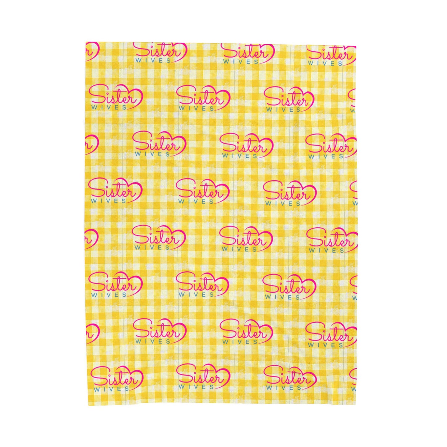 Sister Wives Light Sunflower Gingham Velveteen Plush Blanket