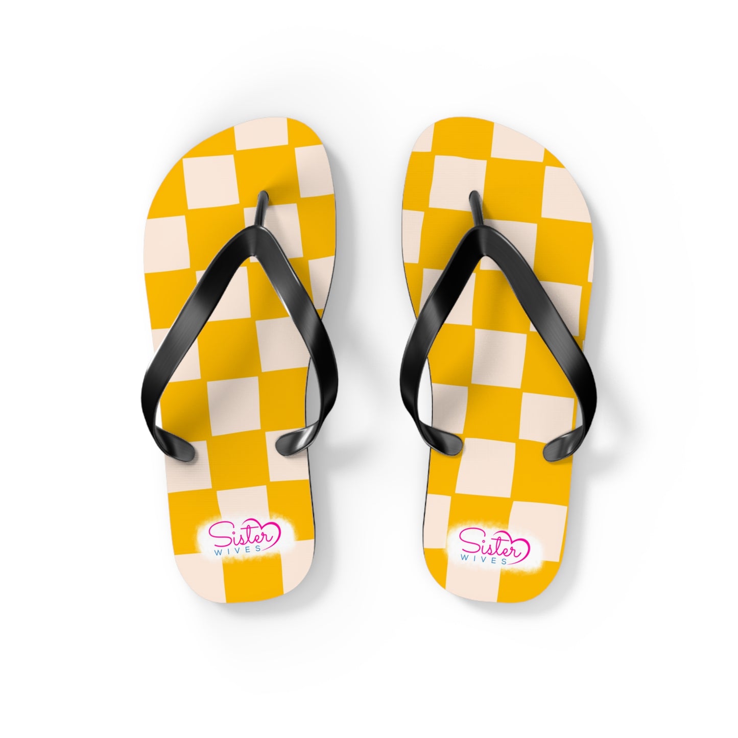 Yellow Checkered Flip Flops | Lightweight Summer Sandals for Travel & Vacation