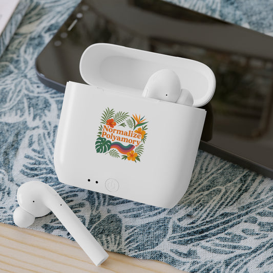 Tropical Normalize Polyamory Wireless Earbuds, Wireless Ear Buds Cover, Fun Tech Accessory, Gift for Music Lovers, Modern Chic