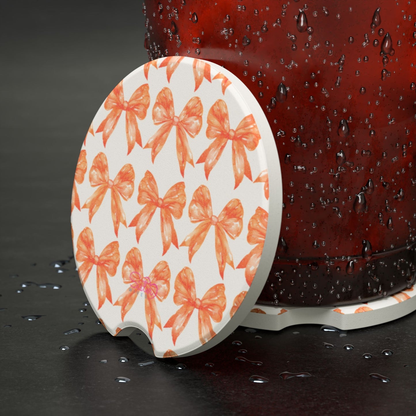 Soapstone Car Coaster Orange Coquette Bows, Ethical Non Monogamy