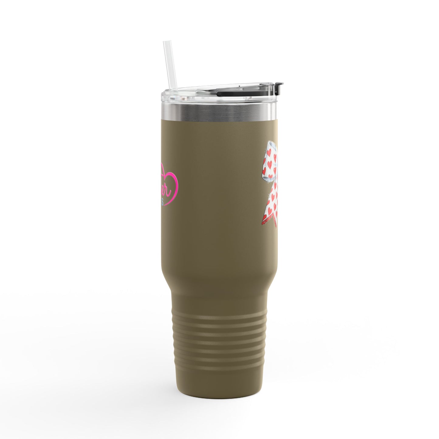 Coquette Bow 40oz Insulated Travel Mug – Coquette Aesthetic Stainless Steel Tumbler with Straw | Cute Feminine BPA-Free Cup