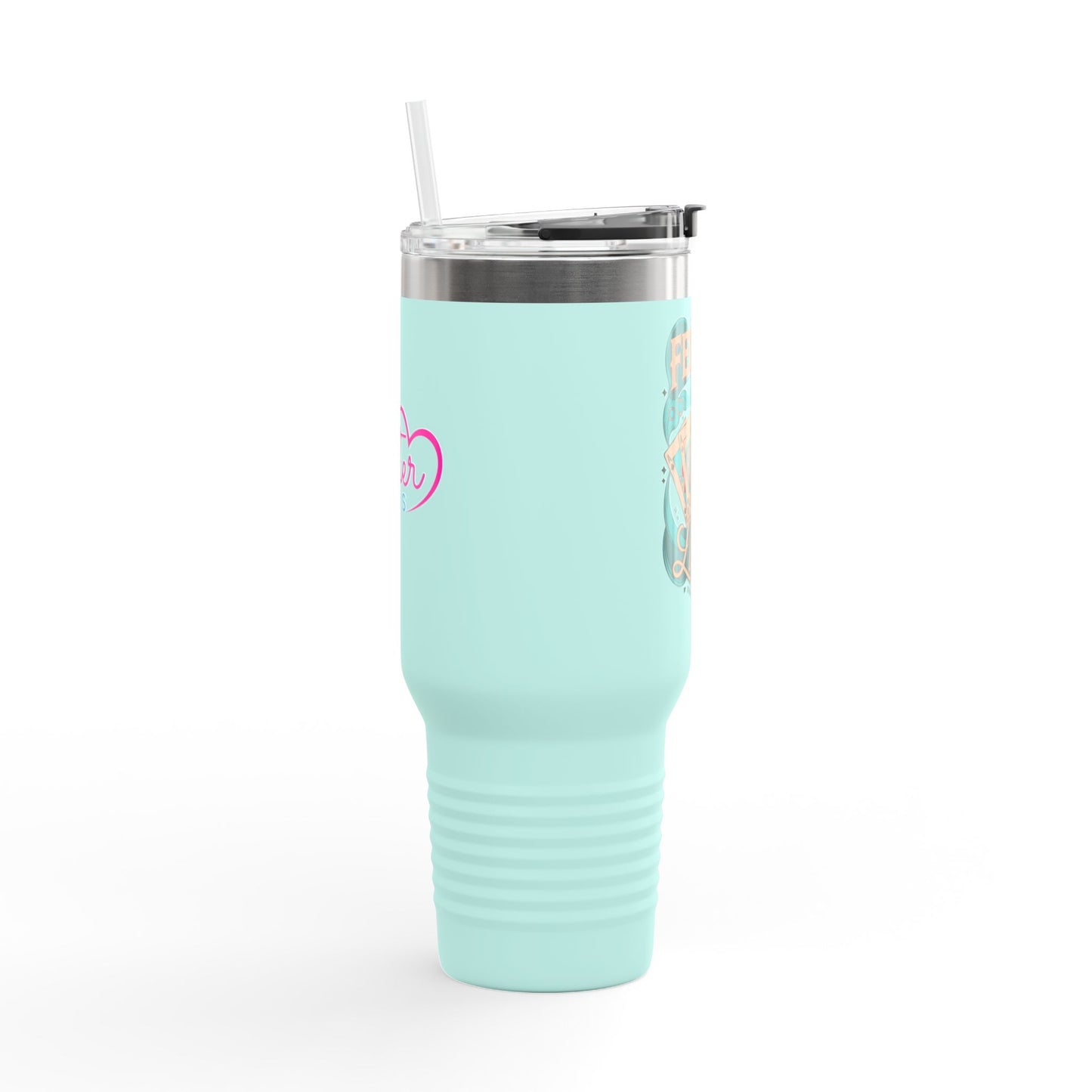 Feeling Lucky 40oz Insulated Travel Mug – Vintage Playing Card Lucky Charm Tumbler with Straw | Stainless Steel BPA-Free Cup