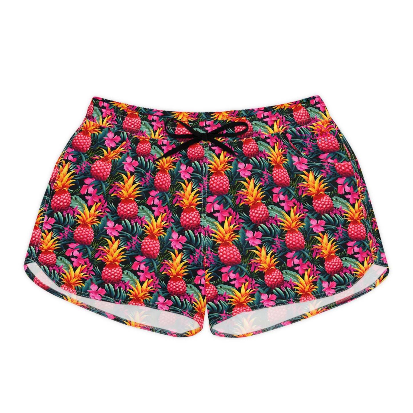 Pink Pineapple Sisterwives Floral Women's Casual Shorts, Summer Beachwear, Vacation Shorts, Cute Lounge Shorts, Pineapple Print Shorts