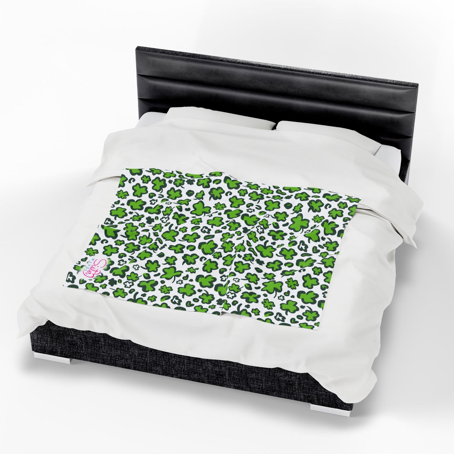 Leopard Print Shamrock Throw Blanket St. Patty’s Day Home Decor Polyamory Sisterwives ENM Friendly Home Decor | Swinger Lifestyle Cozy Blanket