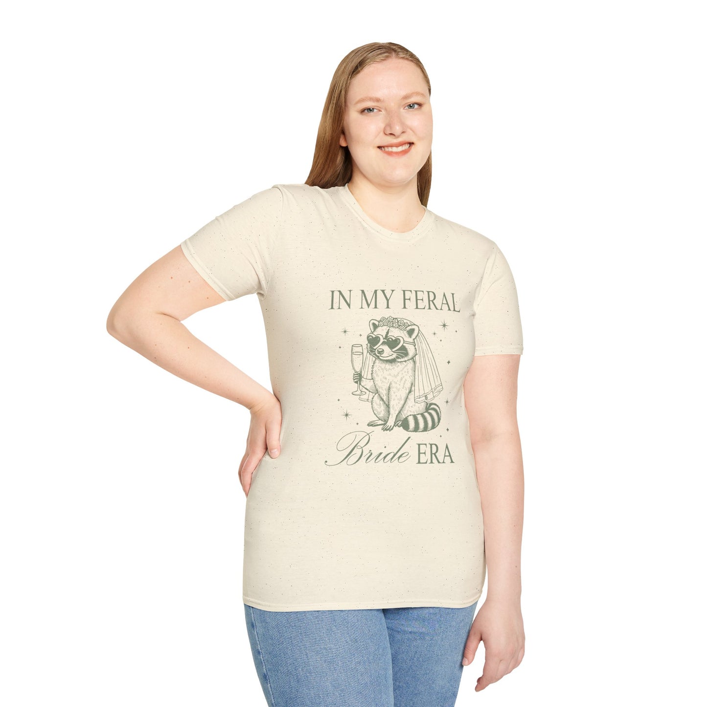 In My Feral Bride Era Shirt – Funny Bachelorette Party Tee, Chaotic Bride Humor Wedding Shirt, Poly-Friendly Unisex Gildan 64000