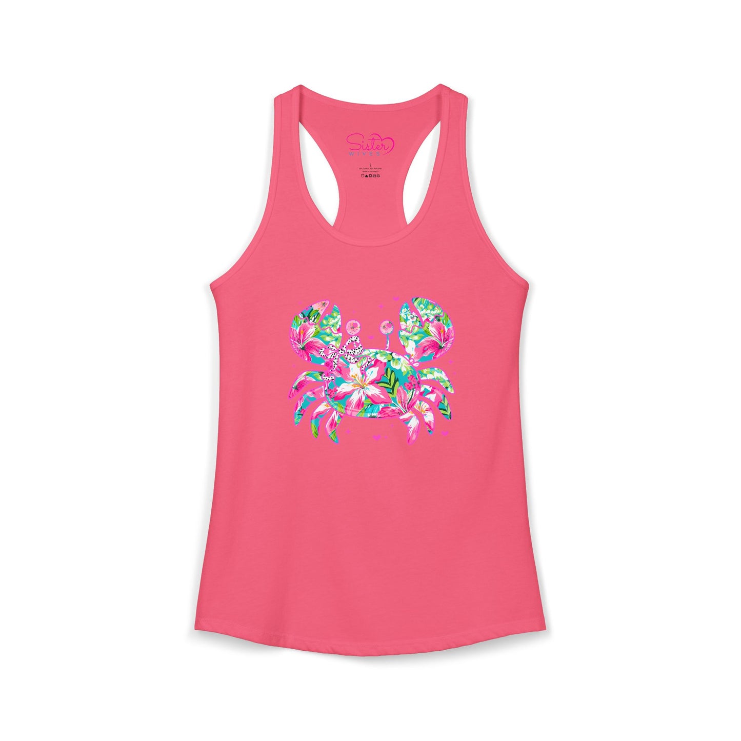 Floral Crab Racerback Tank – Cute Beach Tank Top | Coastal Summer Shirt | Tropical Ocean Graphic Tank