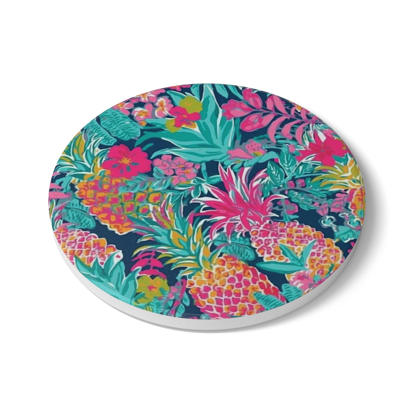 Preppy Pineapple Coaster Set - Fun Summer Drink Coaster, Home Bar Decor, Tropical Party Supplies, Gift for Beach Lovers, Kitchen Accessory