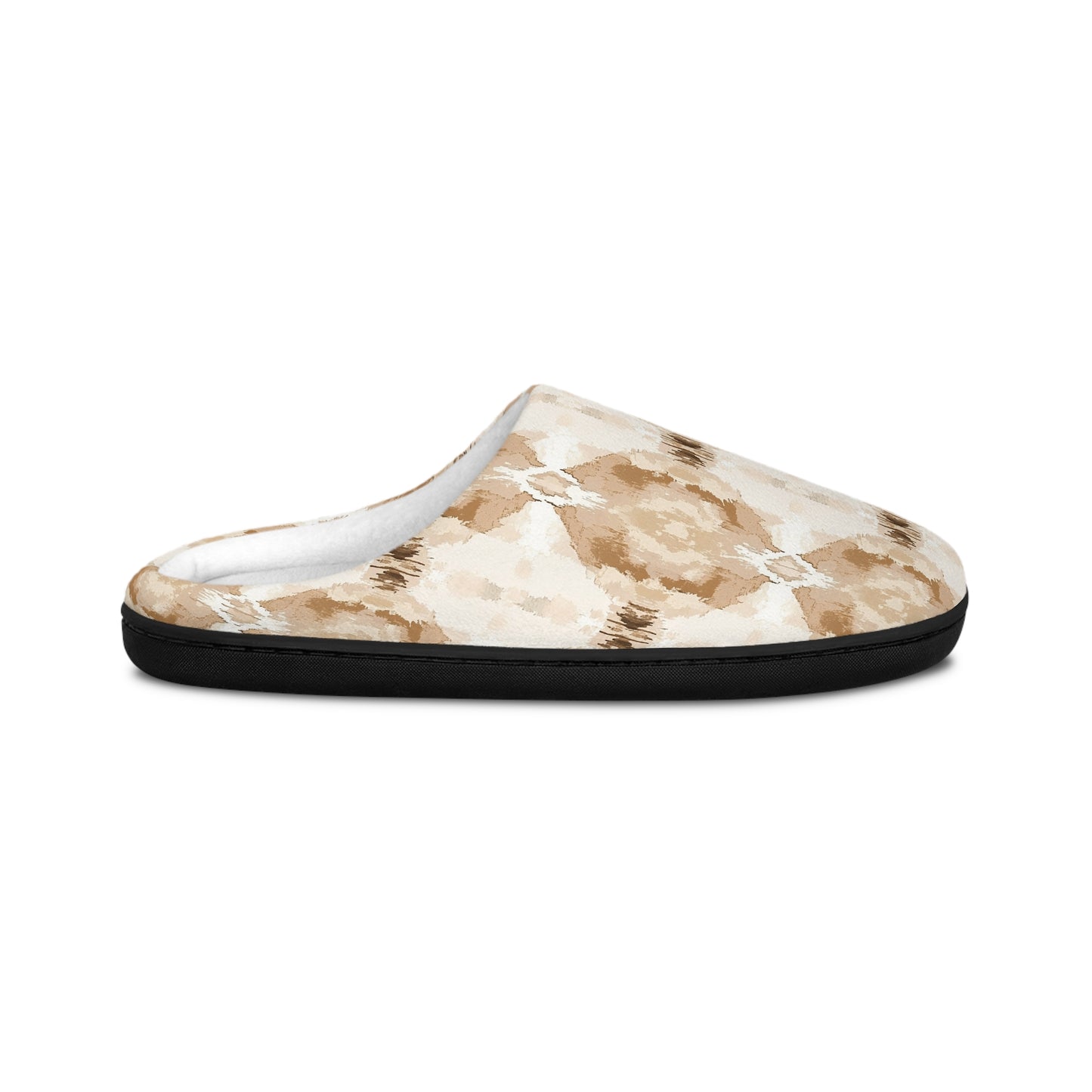 Men’s Neutral Boho Slippers – Abstract Earth Tone Indoor House Shoes | Modern Minimal Cozy Men’s Slippers | Non-Slip Loungewear