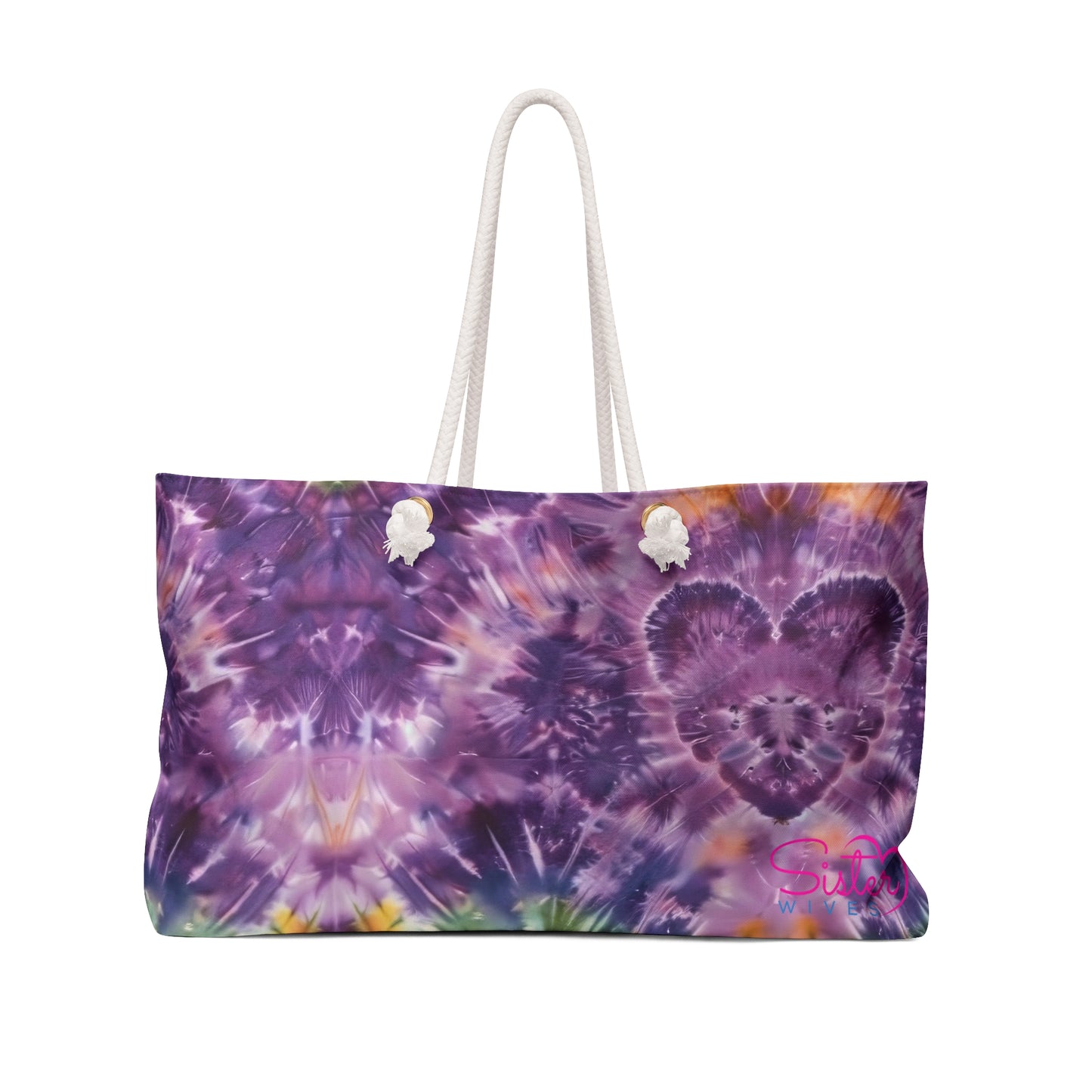 Mardi Gras Tie-Dye Weekender Bag | Polyamory ENM Friendly Travel Tote | Matching Couple & Throuple Overnight Bag | Festival & Cruise Carryall