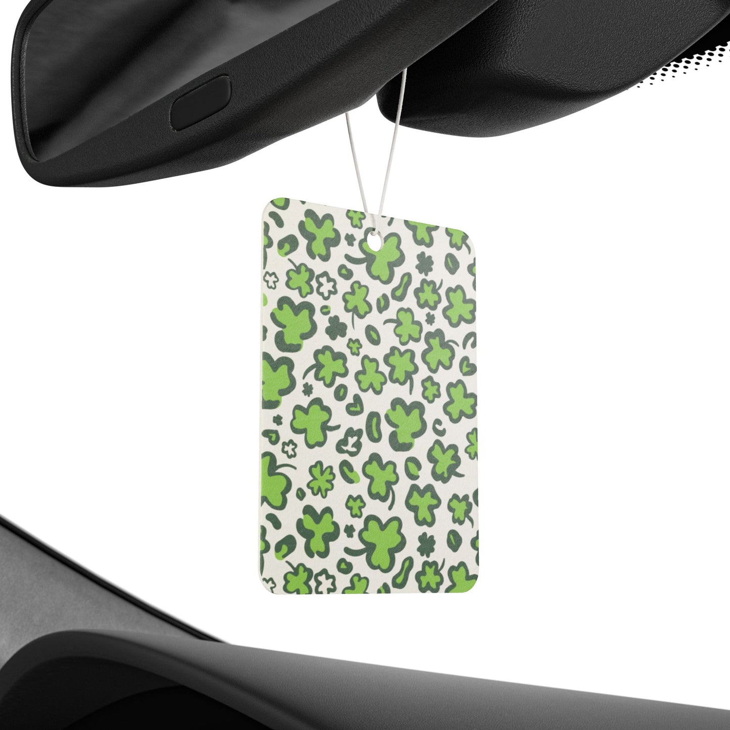 Green Clover Car Air Freshener – Lucky Retro Aesthetic Hanging Diffuser | Pine, New Car & Black Ice Scents