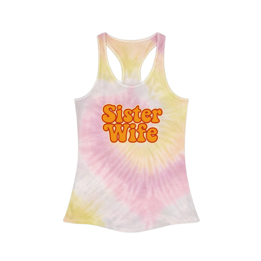 Orange Sister Wife Tie-Dye Tank Top, Summer Casual Wear, Graphic Tee for Bachelorette, Birthday Gift, Festival Style Top, SisterWife Tank Top
