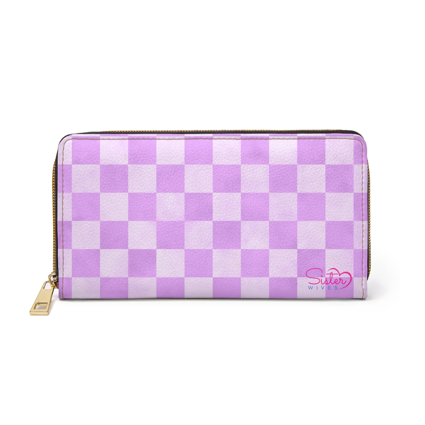 Checkered Purple Zipper Wallet | Polyamory Friendly Accessory | ENM Lifestyle Wallet | Inclusive Chosen Family Gift | Colorful Retro Checker Wallet
