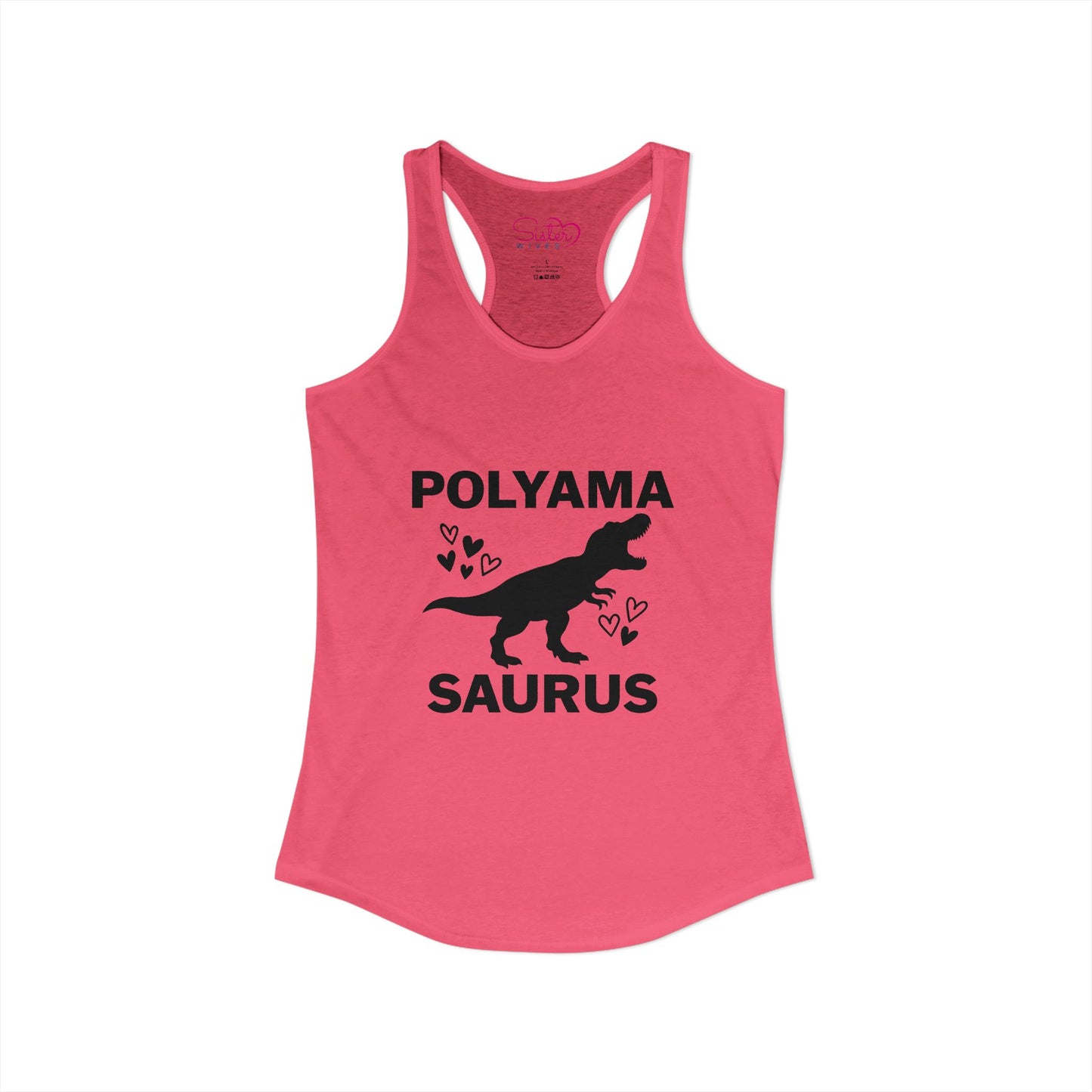 Polyamasaurus Racerback Tank | Polyamory & ENM Dinosaur Tank Top | Chosen Family Funny Summer Shirt | Inclusive Relationship Apparel