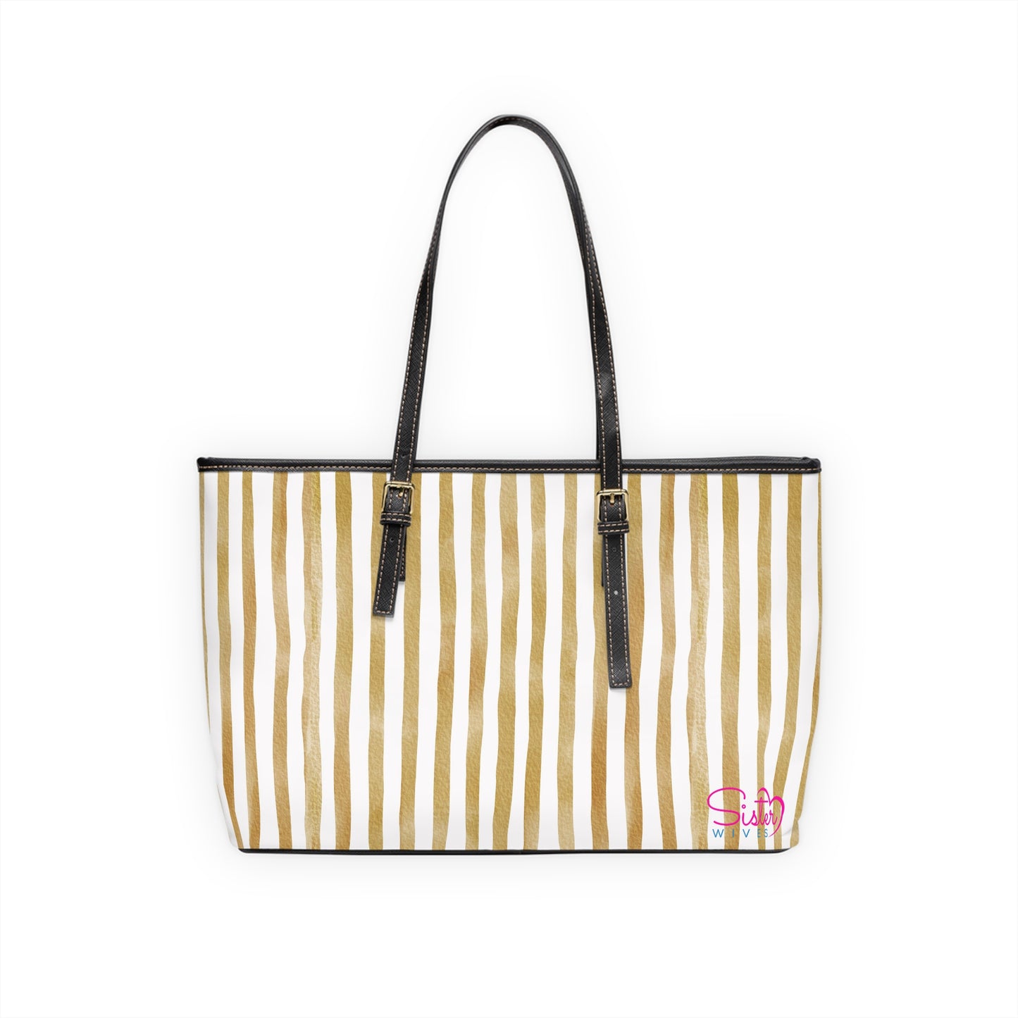XL Stripe Shoulder Purse – Polyamory Sisterwives ENM Friendly Tote | Swinger Lifestyle Handbag | Soft Blush Minimalist Weekend Bag