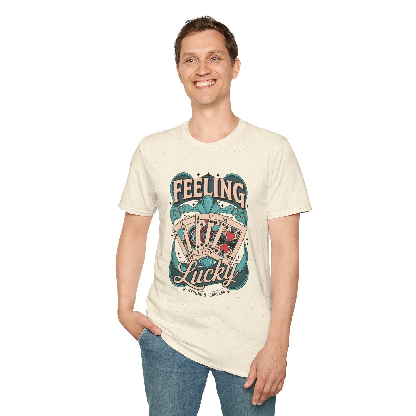 Feeling Lucky Shirt – Vintage Casino Graphic Tee, Lucky Cards St Patrick’s Day Shirt, Poly-Friendly ENM Unisex Gildan 64000