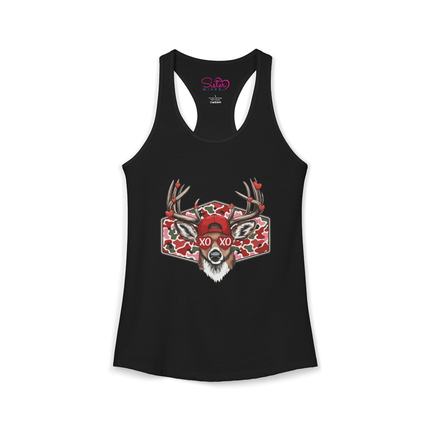 XO Deer Skull Racerback Tank – Dark Romance Woodland Tank Top | Gothic Valentine Aesthetic | Poly & ENM Friendly Apparel