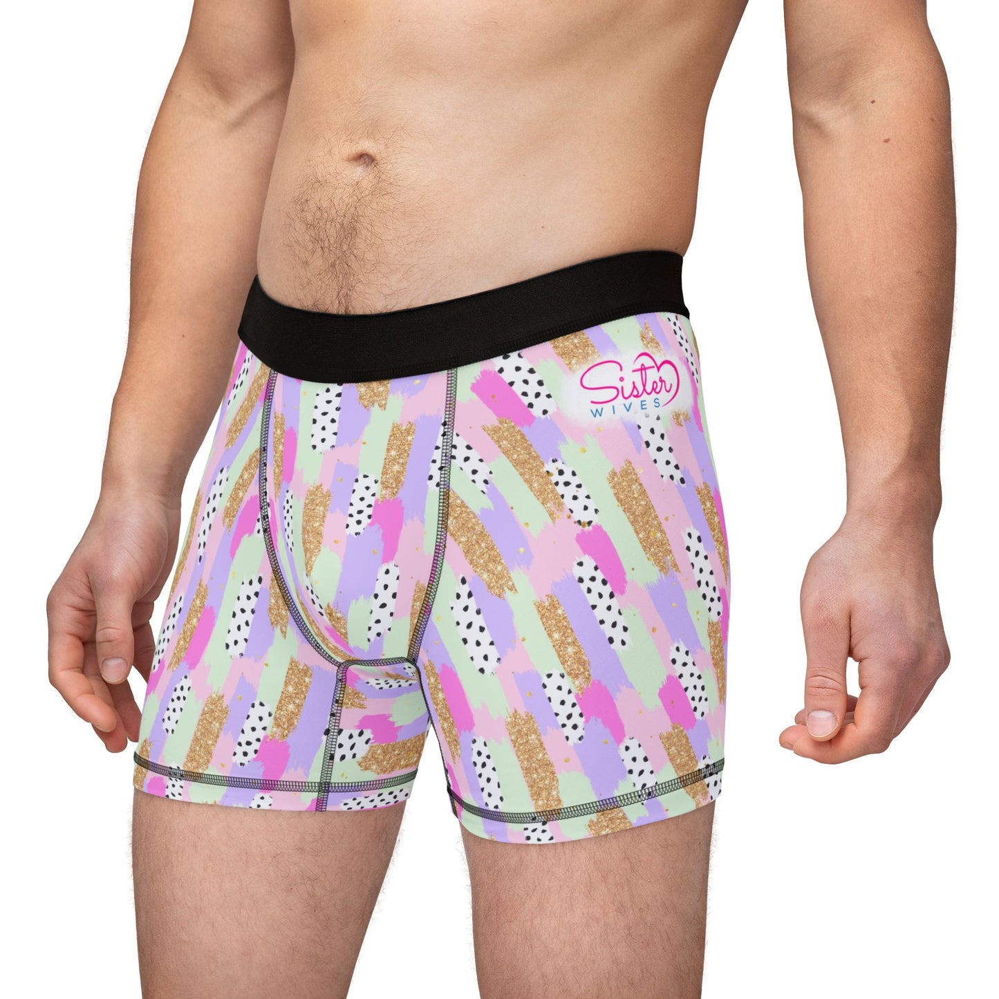 Pastel Abstract Men’s Boxer Briefs | Polyamory-Friendly Underwear | ENM Men’s Loungewear | Aesthetic Stretch Boxer Briefs | Body-Positive Intimates