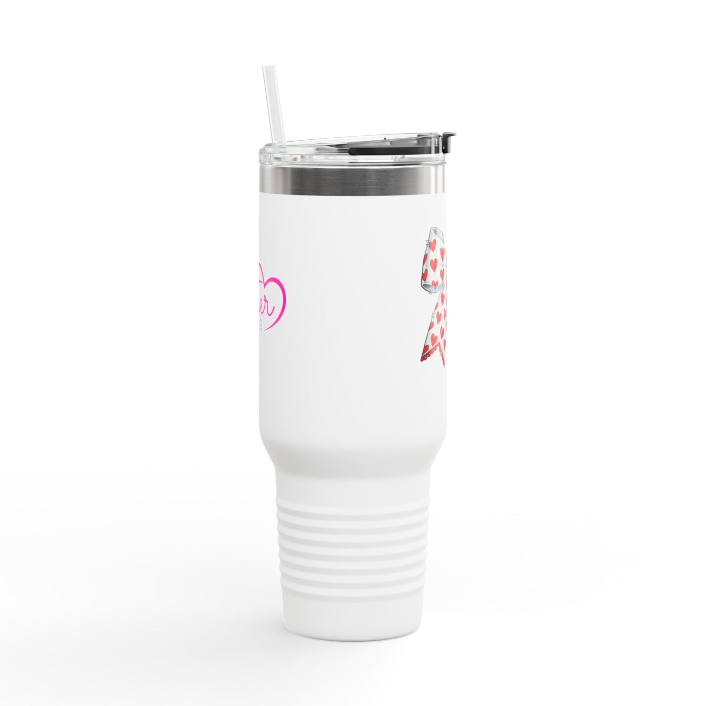 Coquette Bow 40oz Insulated Travel Mug – Coquette Aesthetic Stainless Steel Tumbler with Straw | Cute Feminine BPA-Free Cup