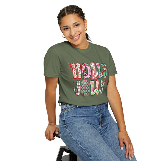 Holly Jolly Holiday Coquette T-Shirt, Unisex Festive Tee, Christmas Shirt, Cute Gift for Her, Holiday Party Wear