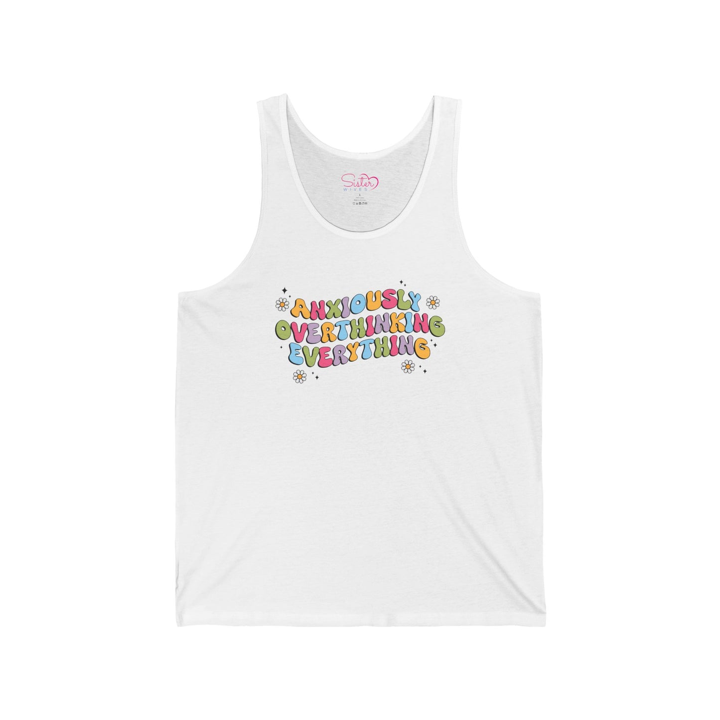 Funny Anxiety Unisex Jersey Tank – Polyamory ENM Swinger Friendly Apparel | Mental Health Humor Statement Tank | Bella+Canvas