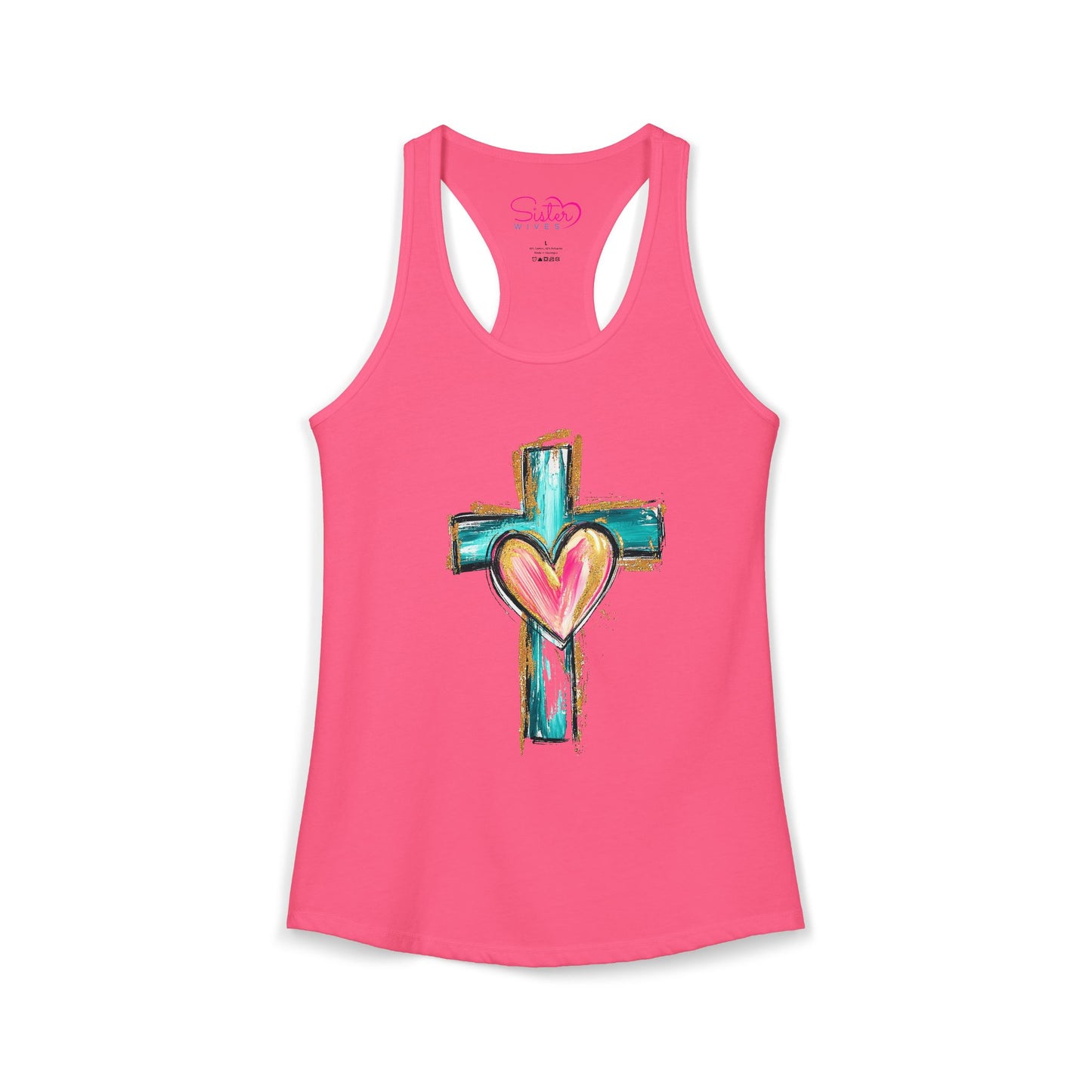 Cross with Heart Racerback Tank | Inclusive Faith Tank Top | Chosen Family Christian Apparel | Love-Centered Spiritual Summer Shirt