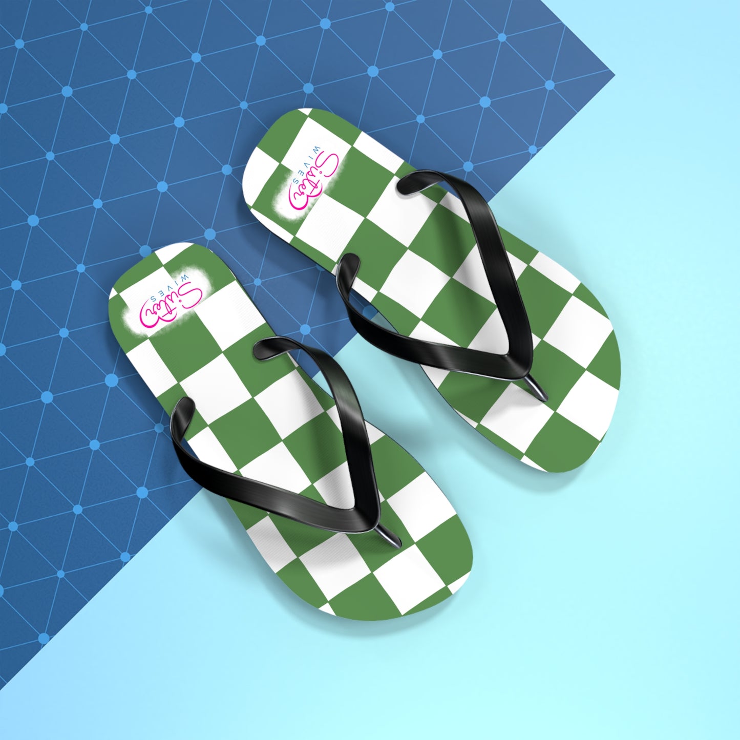 Green Checkered Flip Flops | Summer Sandals for ENM, Poly & Open Relationship Lifestyle