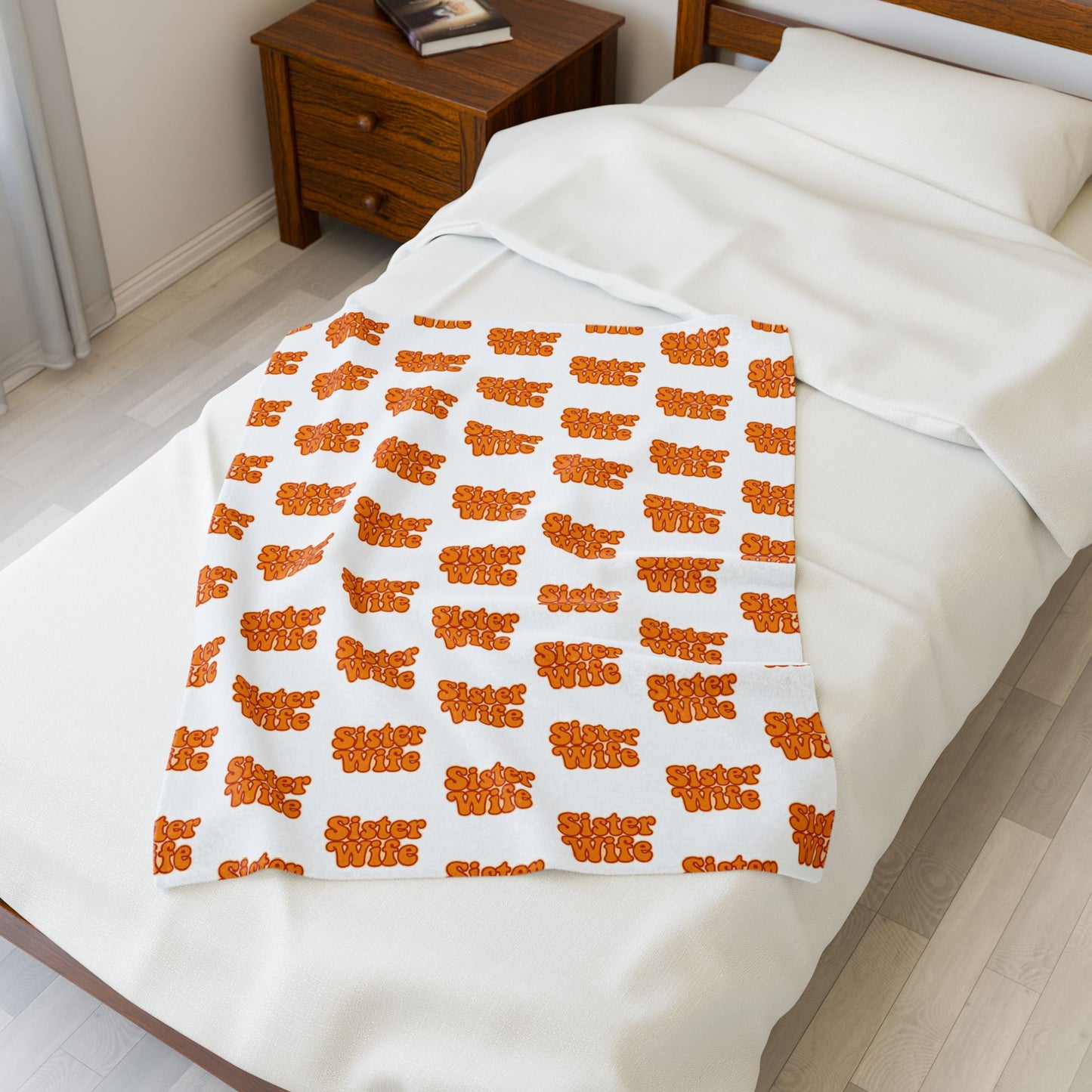 Sister Wife Orange Velveteen Plush Blanket Soft Throw
