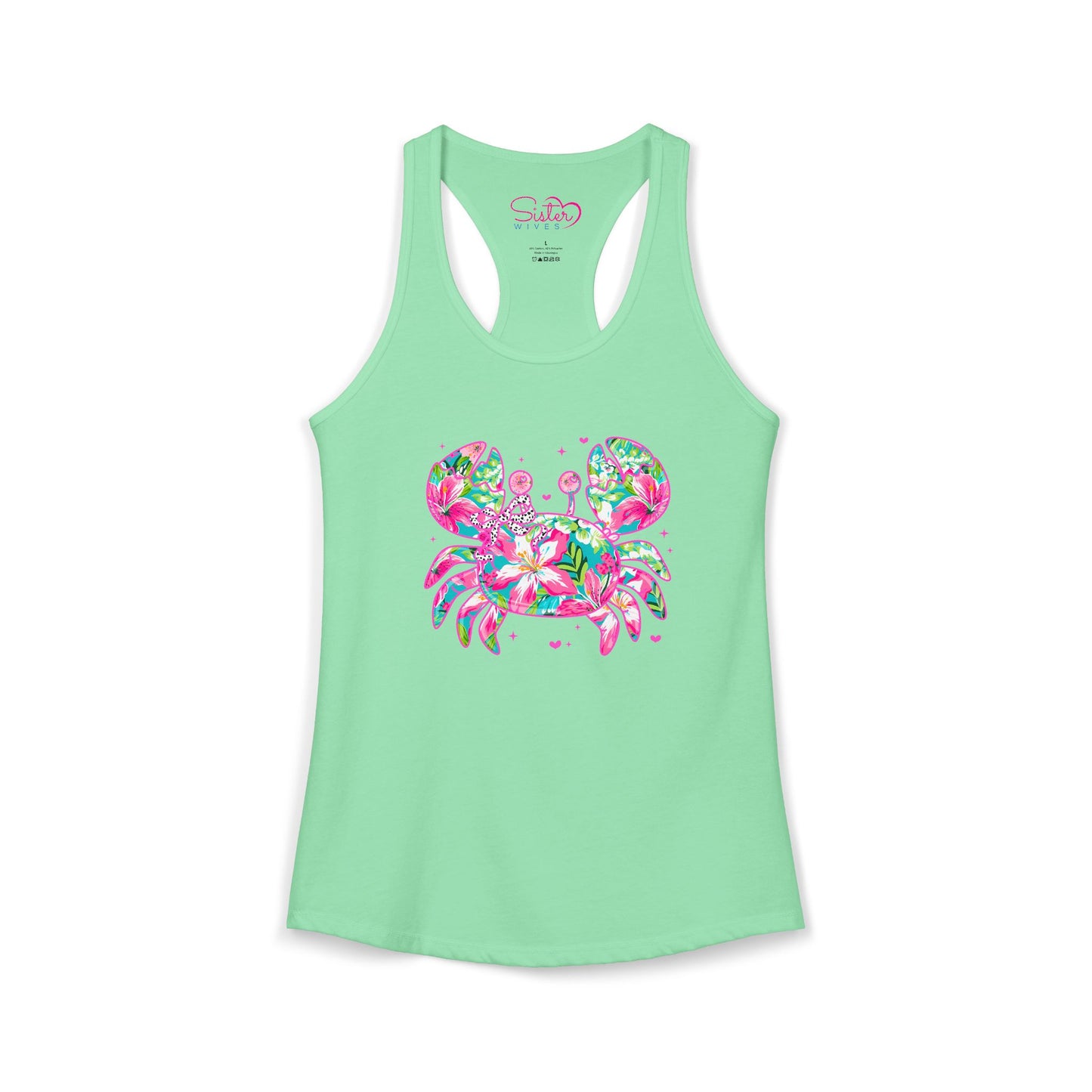 Floral Crab Racerback Tank – Cute Beach Tank Top | Coastal Summer Shirt | Tropical Ocean Graphic Tank