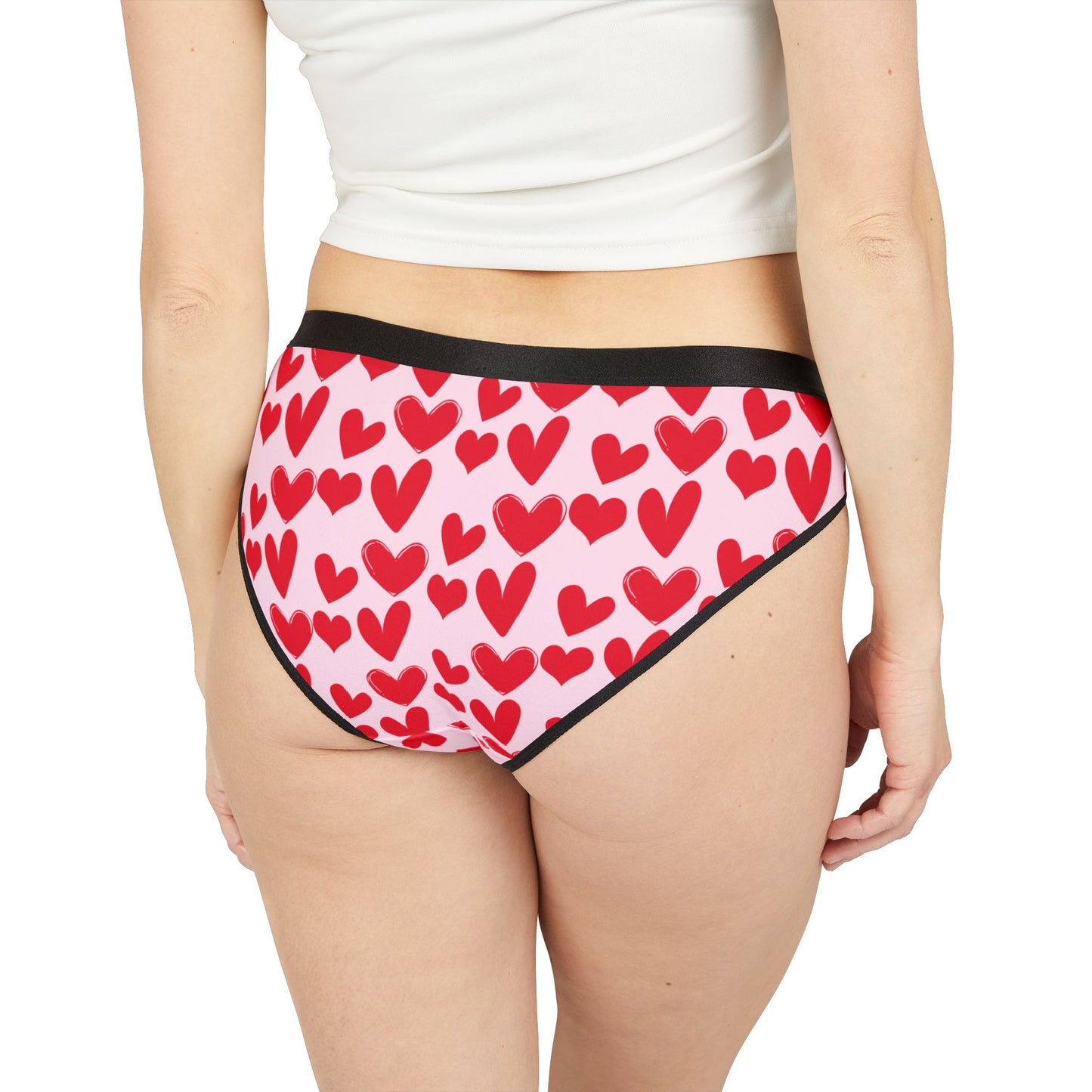 Women’s Valentine’s Heart Print Underwear – Polyamory & Swinger Friendly Panties, ENM Pride Lingerie, Matching Couples & Sets Available