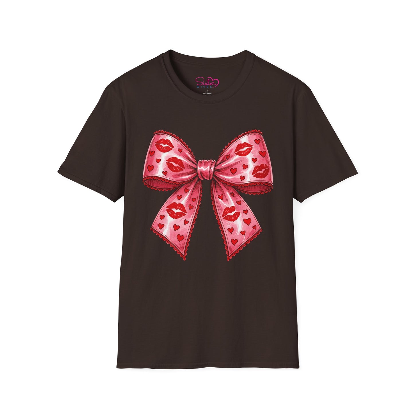 Red Coquette Bow Shirt – Flirty Valentine Bow T-Shirt, Polyamory ENM Non-Monogamy Symbol Tee, Unisex Gildan 64000