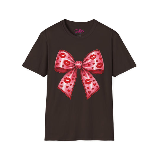Red Coquette Bow Shirt – Flirty Valentine Bow T-Shirt, Polyamory ENM Non-Monogamy Symbol Tee, Unisex Gildan 64000