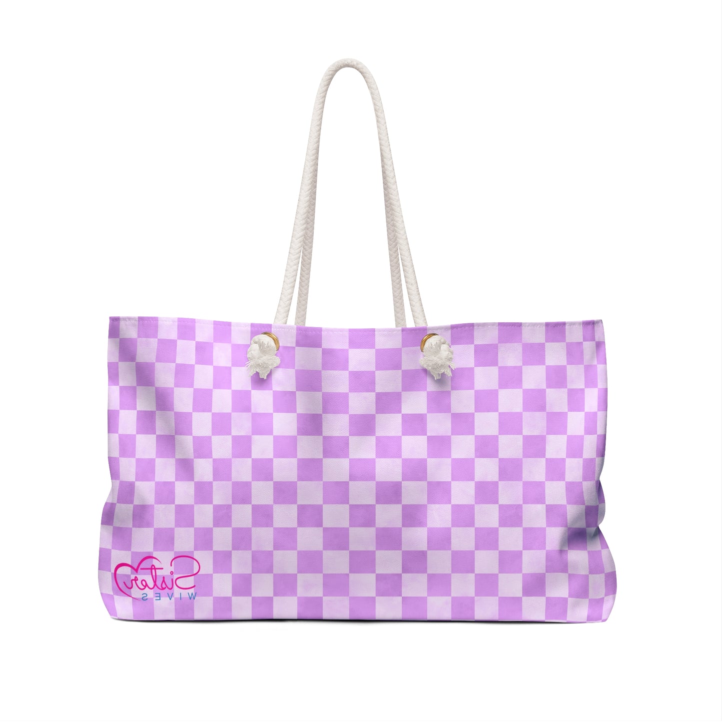 Lavender Checker Weekender Bag | Soft Purple Travel Tote | ENM & Polyamory Friendly Overnight Bag | Chosen Family Aesthetic Carryall