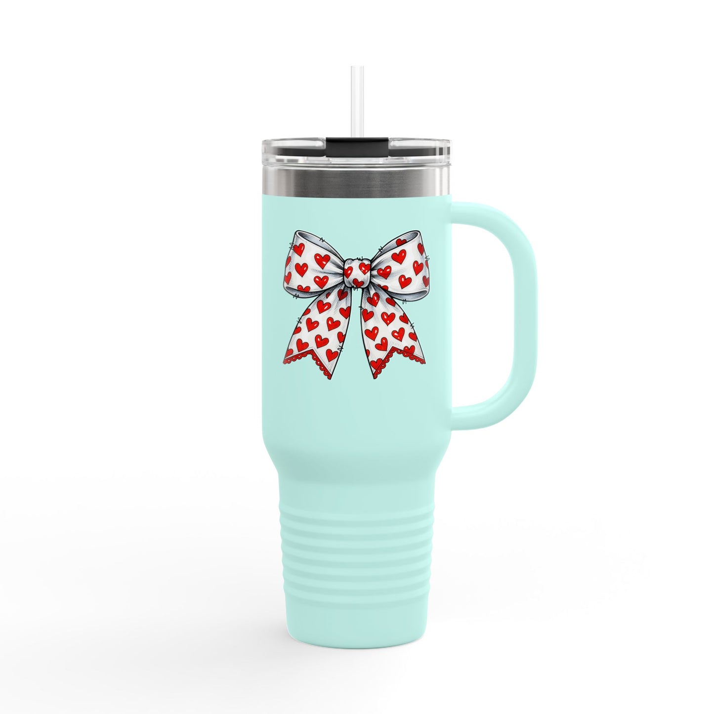 Coquette Bow 40oz Insulated Travel Mug – Coquette Aesthetic Stainless Steel Tumbler with Straw | Cute Feminine BPA-Free Cup