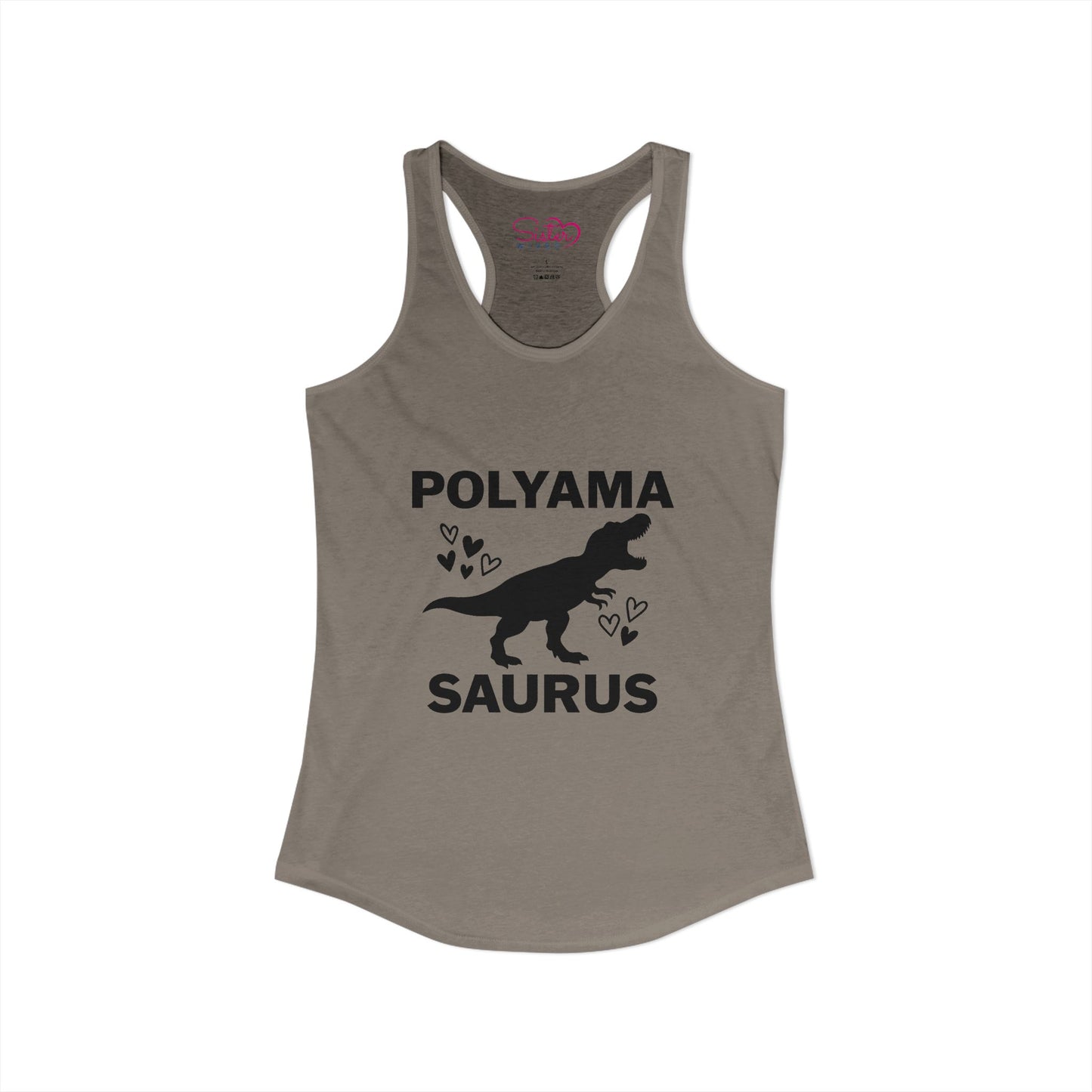 Polyamasaurus Racerback Tank | Polyamory & ENM Dinosaur Tank Top | Chosen Family Funny Summer Shirt | Inclusive Relationship Apparel