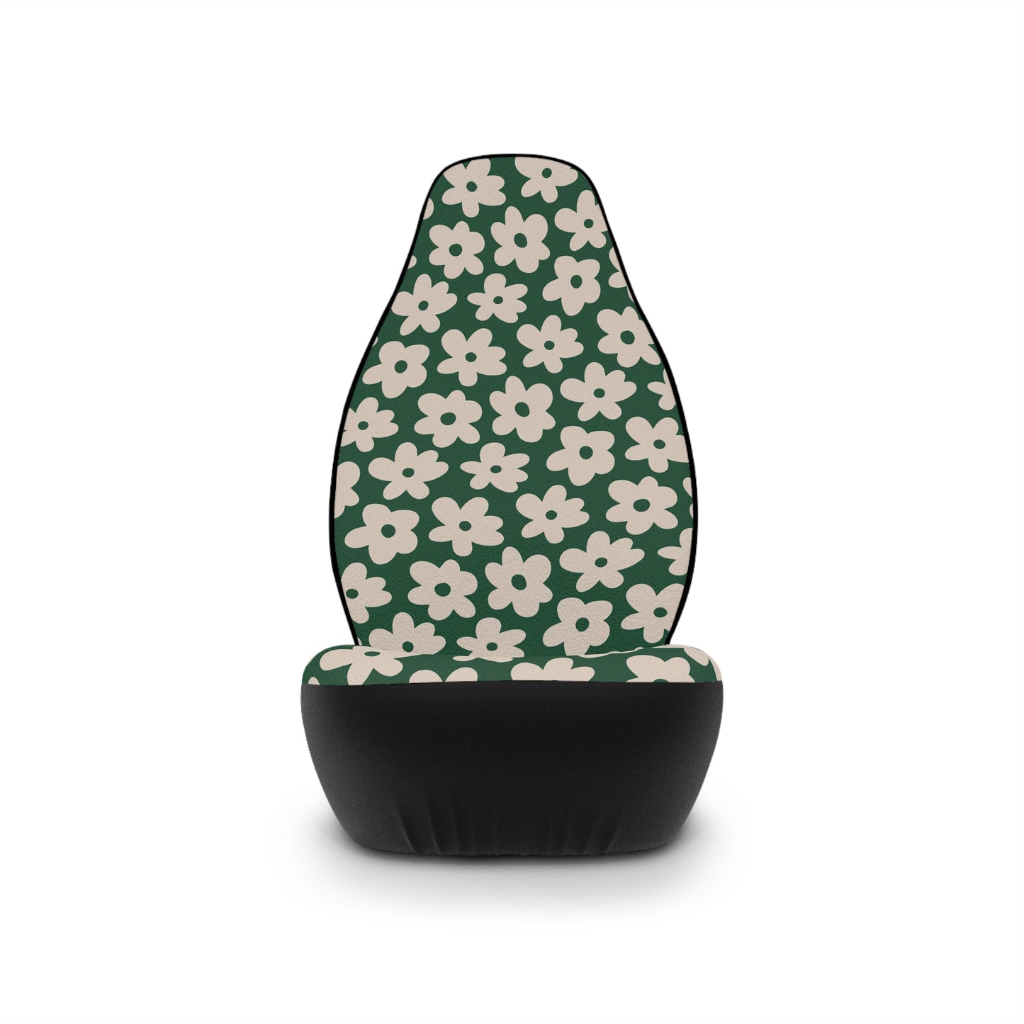 Green Floral Car Seat Covers | Retro Daisy Auto Decor | 70s Flower Power Seat Covers | Polyamory & ENM Friendly
