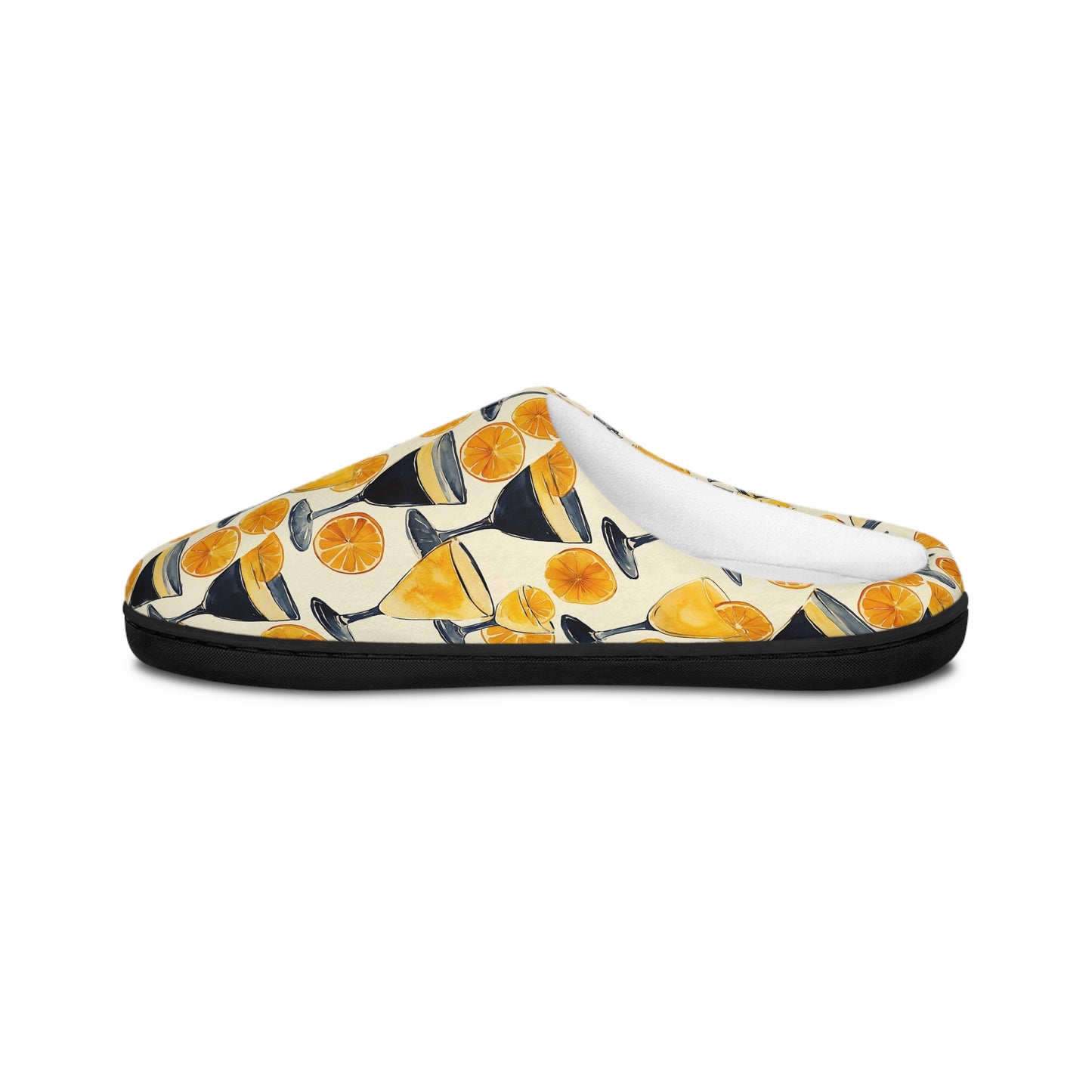 Men’s Cocktail Slippers – Citrus Martini Indoor House Shoes | Polyamory ENM Lifestyle Loungewear | Cozy Non-Slip Slippers