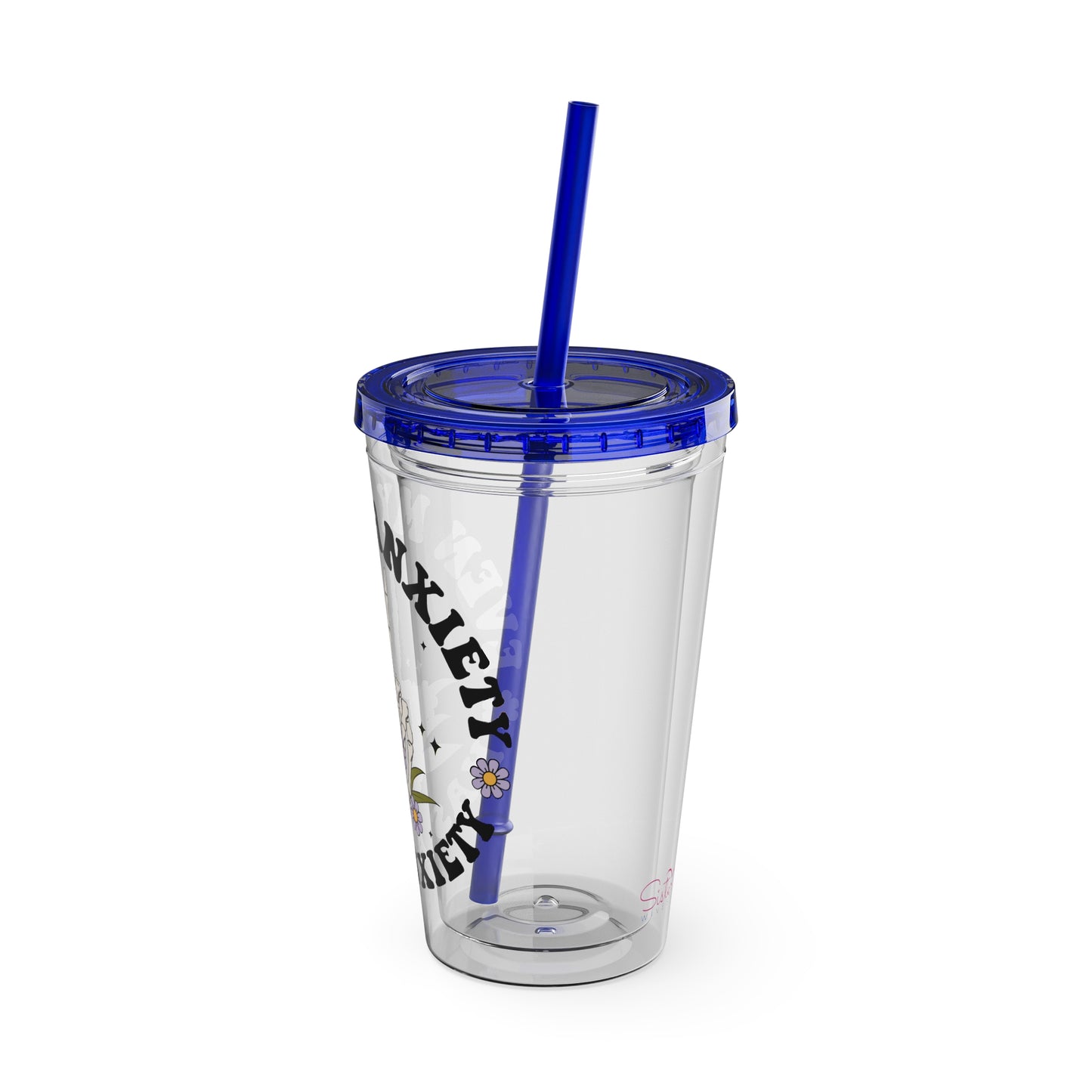 Even My Anxiety Has Anxiety” Skeleton Peace Sign 16oz Sunsplash Tumbler | Dark Humor Mental Health Cup | Goth Aesthetic Drinkware | Spooky Skeleton Cup | Anxiety Humor Gift