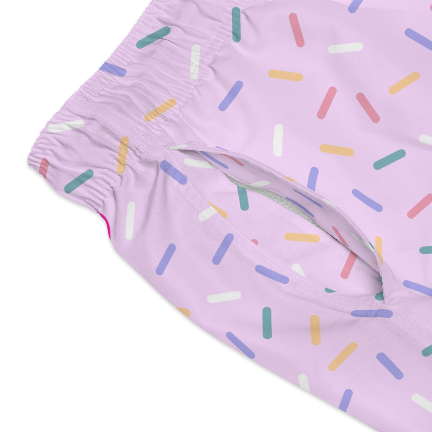 Men’s Rainbow Sprinkle Swim Trunks – Pastel Confetti Summer Swim Shorts, Fun Pool & Beach Board Shorts, Fast-Dry AOP Trunks