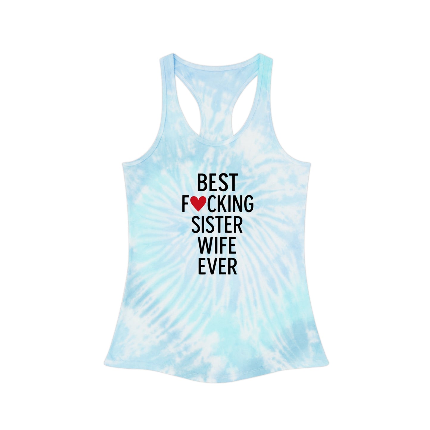 Best F*cking Sister Wife Light Blue Tie Dye Racerback Tank Top, Summer Fashion, Beach Wear, Casual Outfit, Festival Attire, Yoga Top