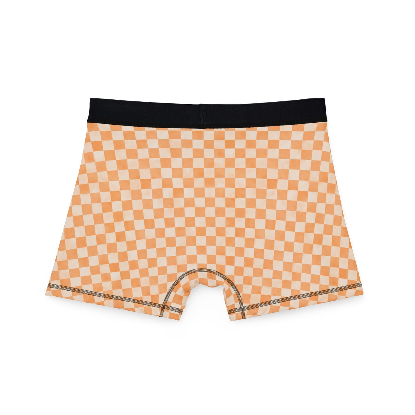 Orange Checker Men’s Boxer Briefs | Aesthetic Stretch Underwear | ENM & Polyamory Friendly Loungewear
