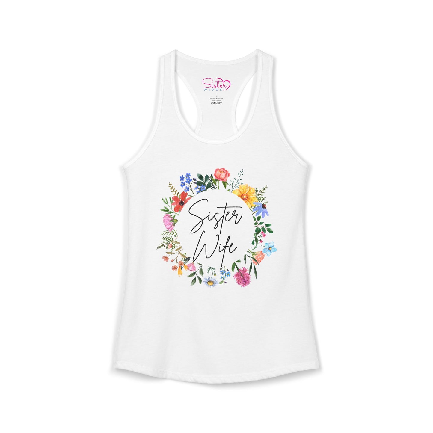 Sister Wife Floral Racerback Tank | Polyamory & ENM Lifestyle Top | Chosen Family Active Tank | Inclusive Relationship Apparel