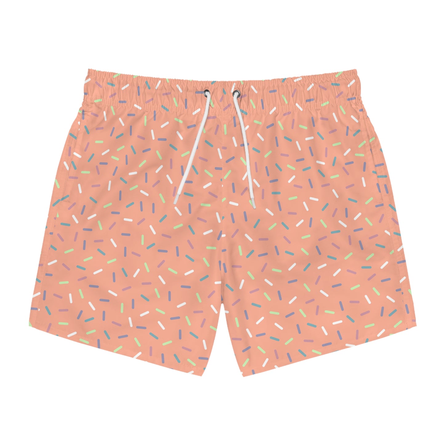 Men’s Rainbow Sprinkle Swim Trunks – Pastel Confetti Summer Swim Shorts, Fun Pool & Beach Board Shorts, Fast-Dry AOP Trunks
