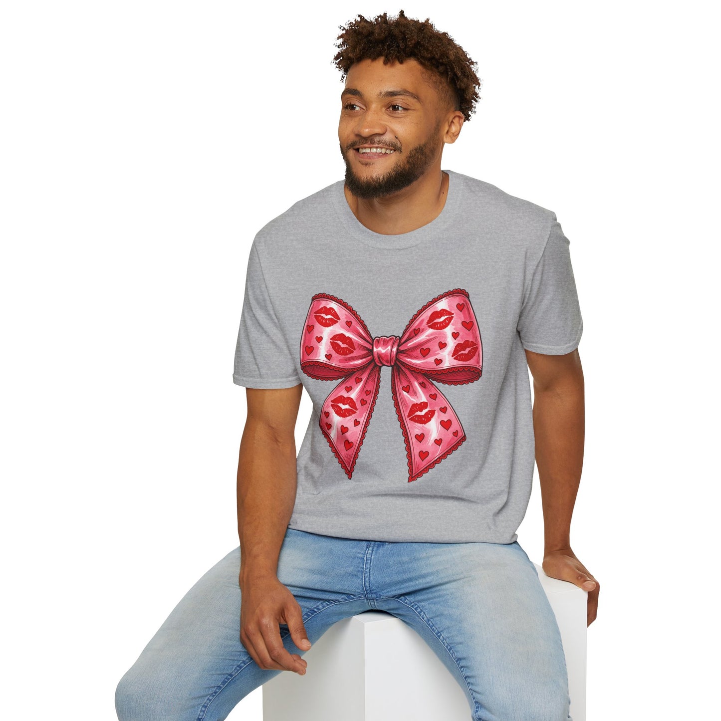 Red Coquette Bow Shirt – Flirty Valentine Bow T-Shirt, Polyamory ENM Non-Monogamy Symbol Tee, Unisex Gildan 64000