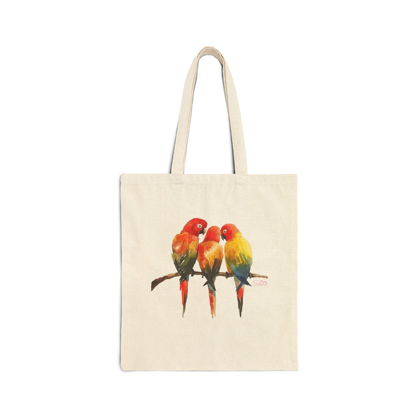 Lovebirds Canvas Tote Bag – Colorful Bird Couple Illustration | Symbol of Love, Partnership & Chosen Family | Nature-Inspired Everyday Tote