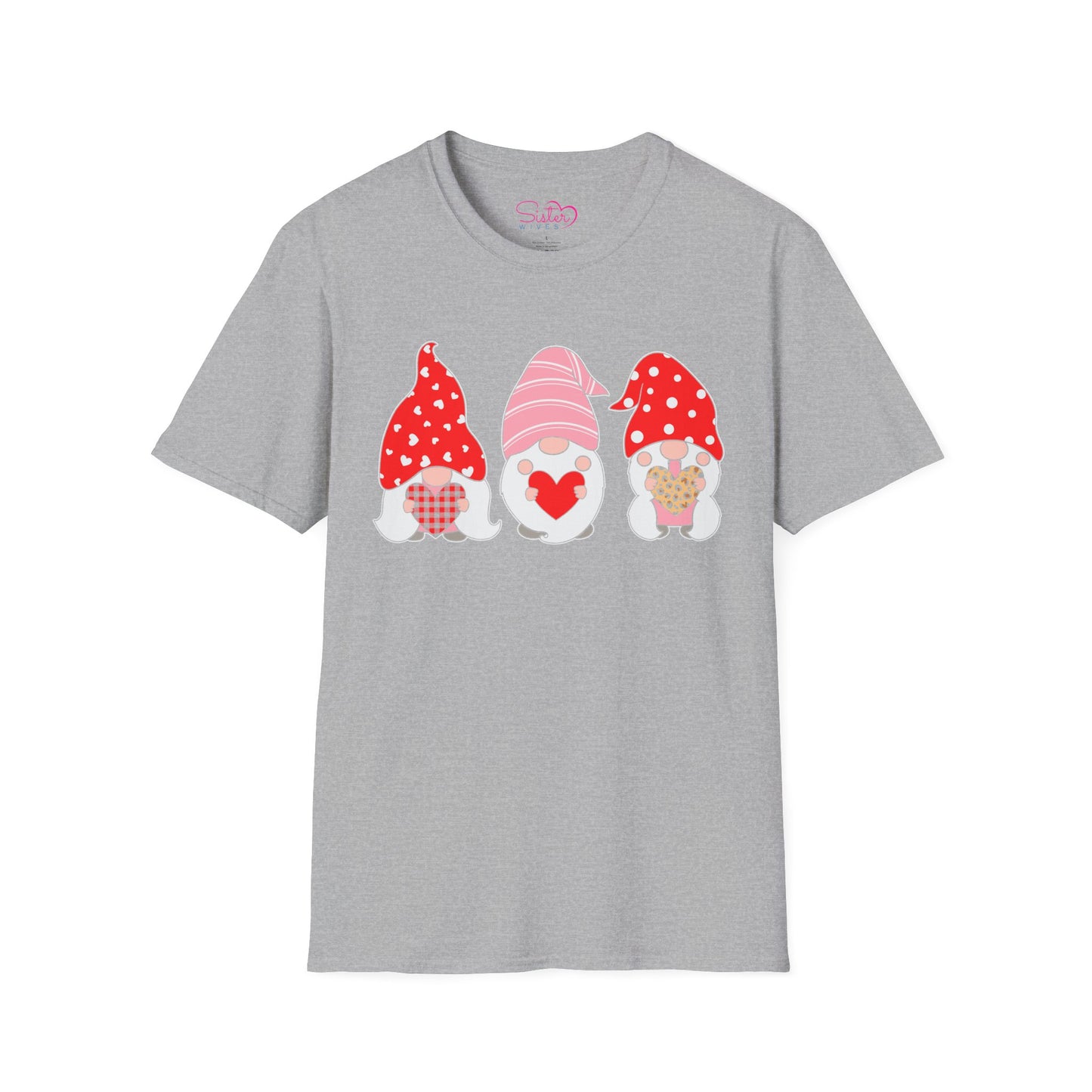 Throuple Gnome Love T-Shirt, Polyamory & ENM Graphic Tee, Cute Valentine Gnomes, Swinger & Chosen Family Shirt