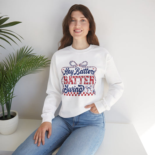 Hey Batter Batter Swing Sweatshirt | Playful Swinger Humor Pullover | ENM & Polyamory Lifestyle Apparel