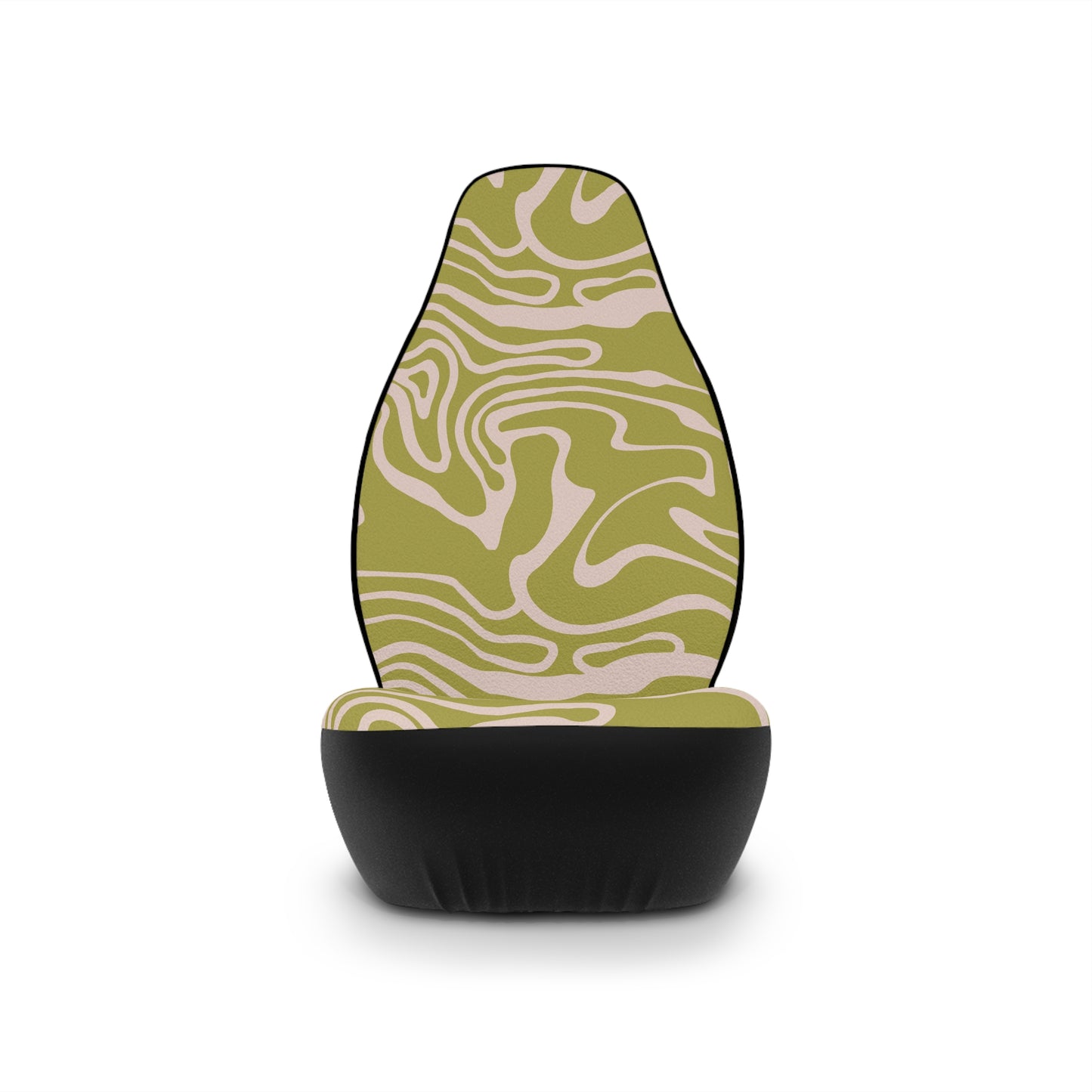 Abstract Green Car Seat Covers | Retro Swirl Boho Auto Decor | Modern Minimalist Seat Covers | Polyamory & ENM Friendly